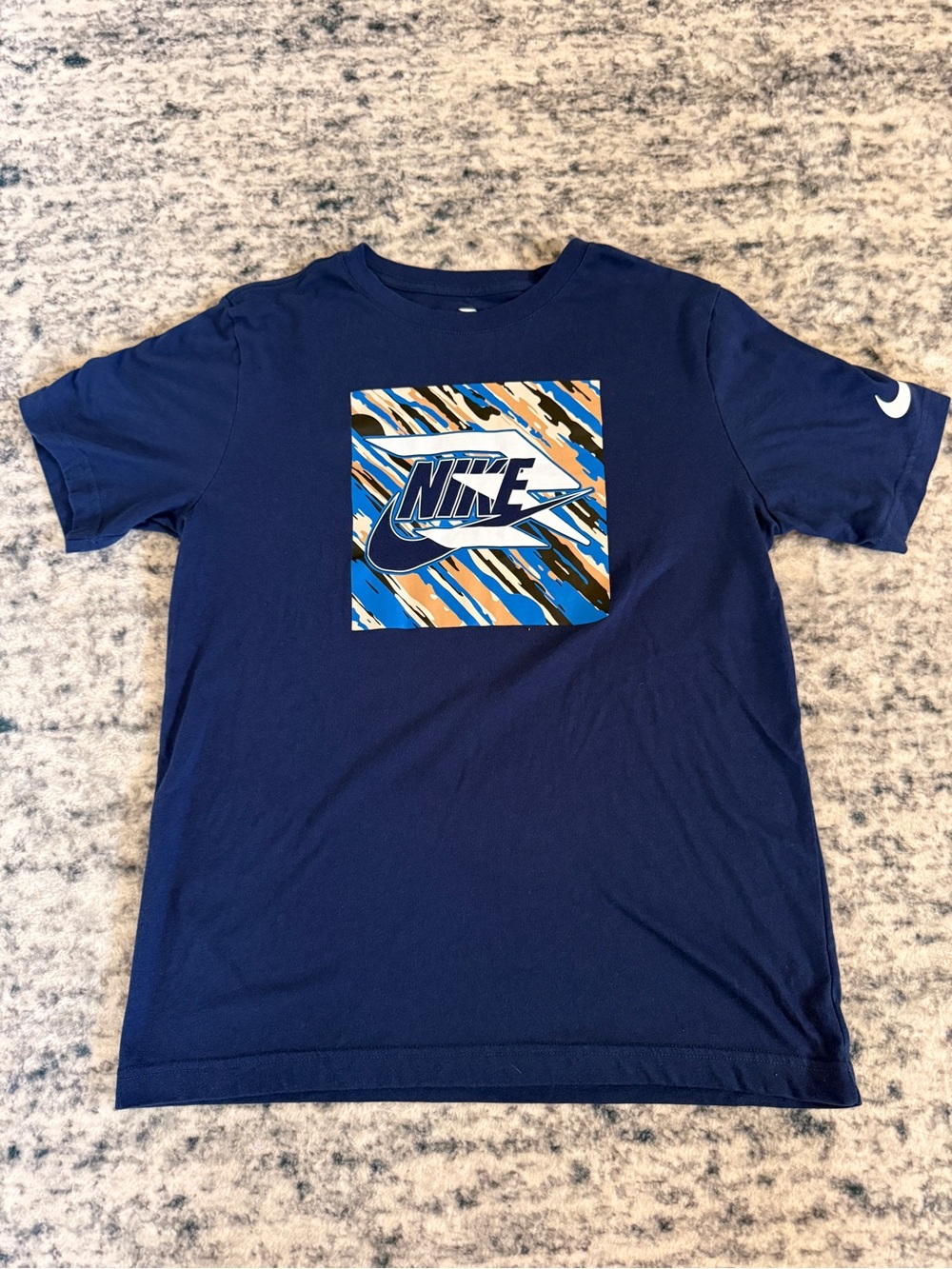Nike Boys Navy Blue Graphic Short Sleeve Tee